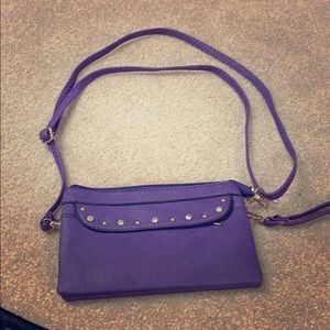Purple crossbody wristlet